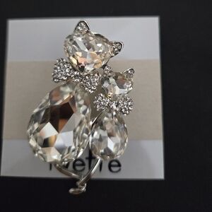 Yvette Silver and Blue Crystal Brooch